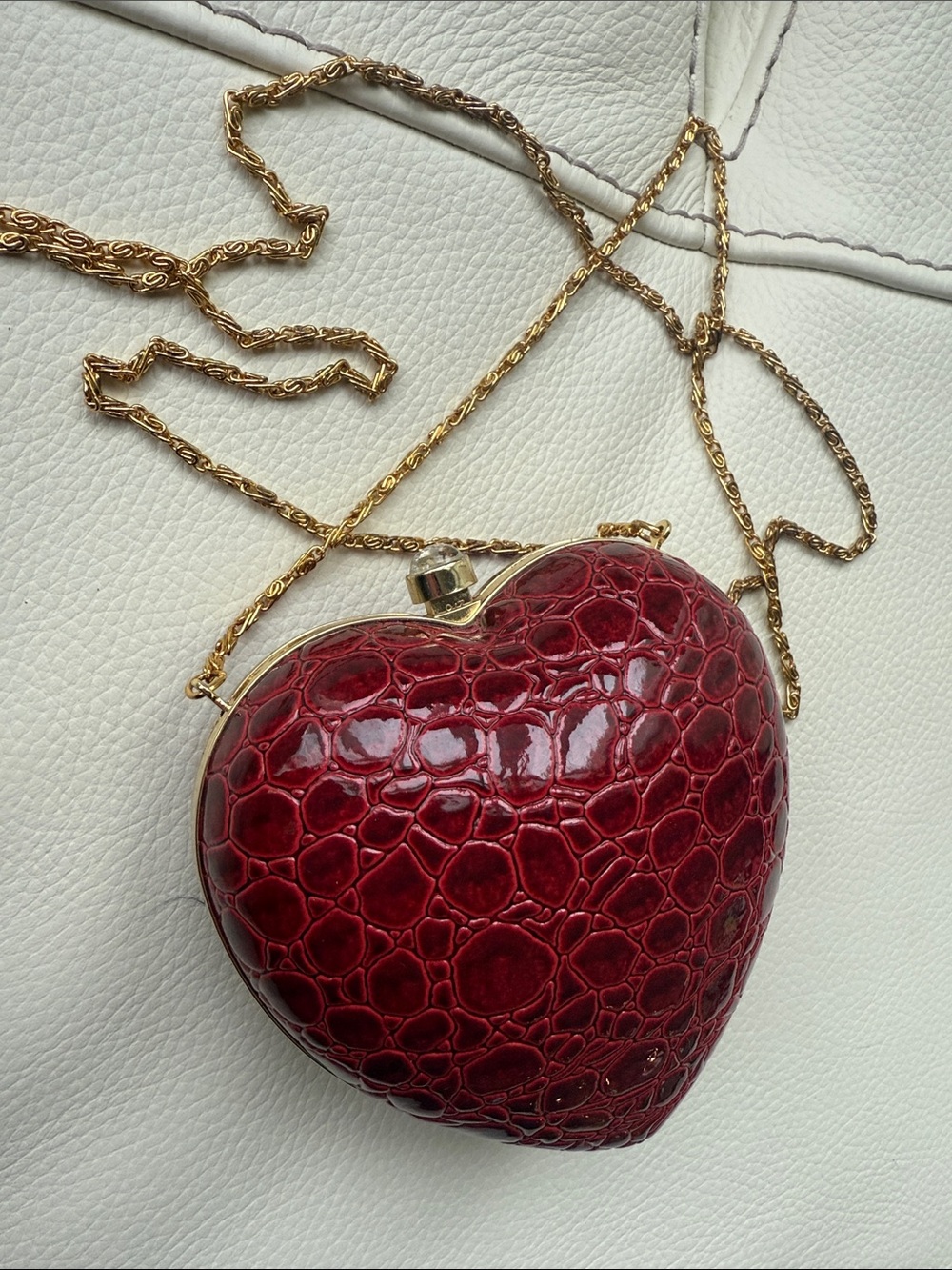 Red Heart Faux Leather Croc Mini Clutch